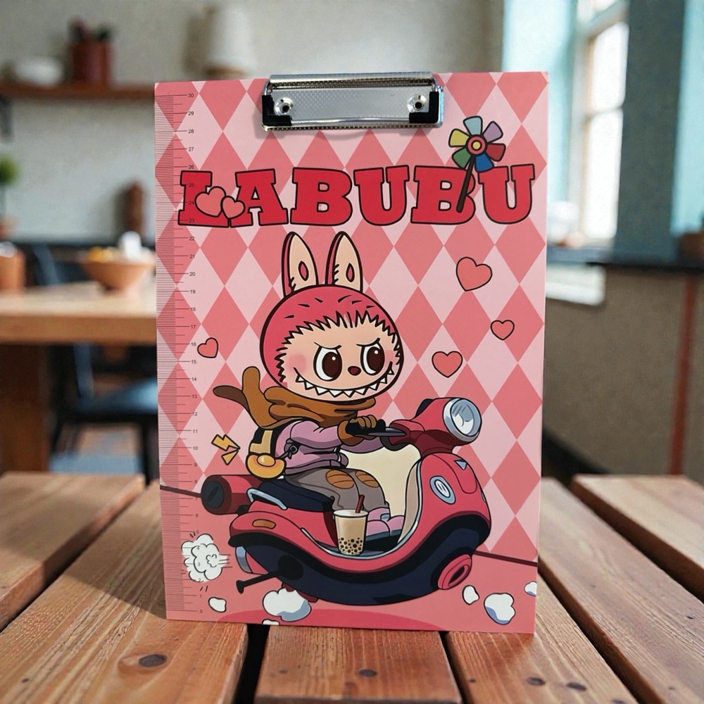 Pink Labubu Clipboard with Scooter Design